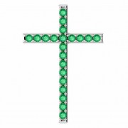 Green Pastures Emerald Cross Pendant in White Gold