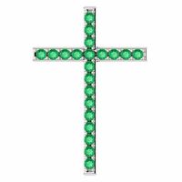 Green Pastures Emerald Cross Pendant in White Gold
