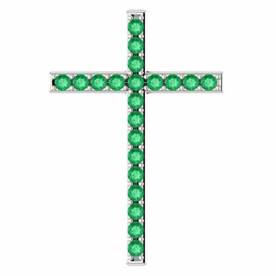 Green Pastures Emerald Cross Pendant in White Gold -  - STLCR-R42337EMW