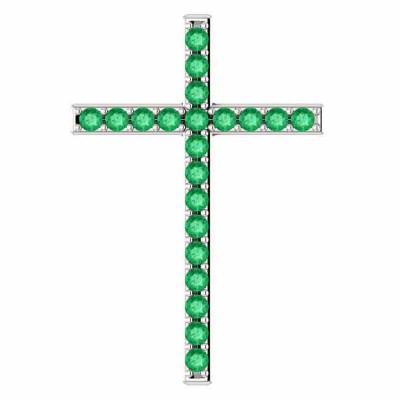 Green Pastures Emerald Cross Pendant in White Gold -  - STLCR-R42337EMW
