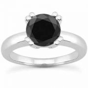 1 Carat Black Diamond Modern Solitaire Engagement Ring