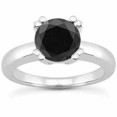 Half Carat Black Diamond Solitaire Engagement Ring -  - US-ENR321BLKW-50