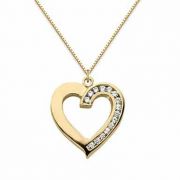 Half Carat Diamond Heart Pendant, 14K Yellow Gold