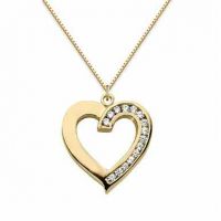 Half Carat Diamond Heart Pendant, 14K Yellow Gold