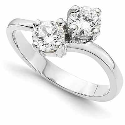 Only Us 2-Stone Round Diamond Ring in 14K White Gold -  - QGRG-WM2606-1P