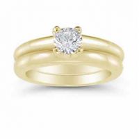 Half Carat Round Diamond Engagement Ring Set in 14K Yellow Gold