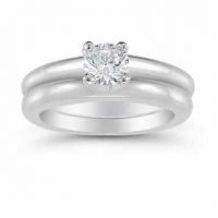 Half Carat Round Diamond Solitaire Engagement Ring Set
