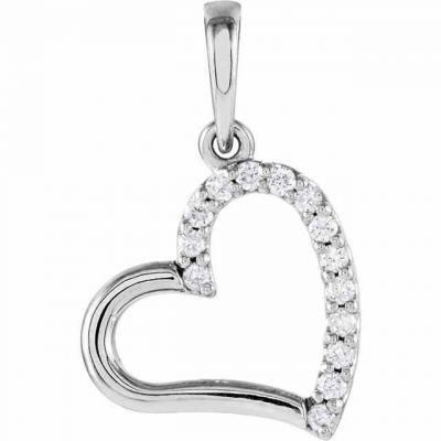 Half-Diamond Heart Necklace, 14K White Gold -  - STLPD-85896W