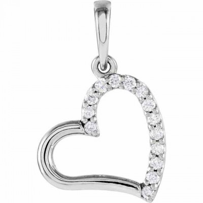 Half-Diamond Heart Necklace, 14K White Gold -  - STLPD-85896W