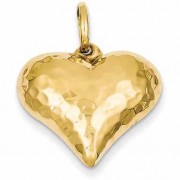 Hammered Heart Pendant, 14K Gold