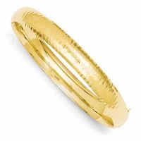 Hammered Hinged Bangle Bracelet in 14K Yellow Gold (5/16")