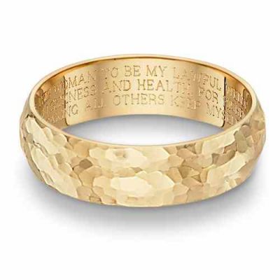 Hammered Wedding Vow Ring, 14K Gold -  - WEDVOW-4