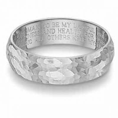 Hammered Wedding Vow Ring, 14K White Gold -  - WEDVOW-3