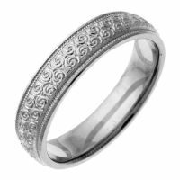 Hand-Etched Spiral Wedding Band Ring