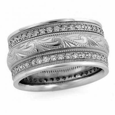 Handcrafted Diamond Paisley Wedding Band Ring -  - NDLS-302W