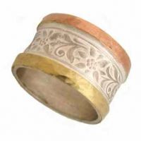 Handcrafted Golden Rose Garden Ring in 14K Gold and Sterling Silver