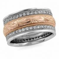 Handcrafted Rose-Gold Diamond Paisley Wedding Band Ring