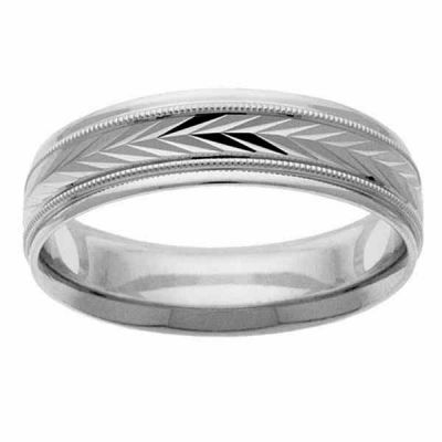 Handcrafted Platinum Swiss-Cut Wedding Band Ring -  - NDLS-310PL