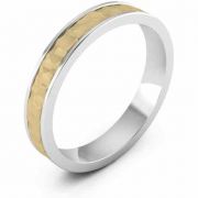 Handmade 4mm Hammered Wedding Band Ring in 14K Two-Tone Gold
