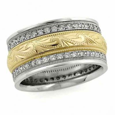 Handmade Diamond Paisley Wedding Band Ring -  - NDLS-302WYW