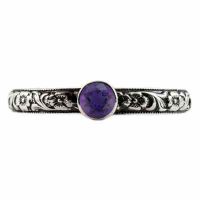 Handmade Paisley Floral Amethyst Engagement Ring, Sterling Silver