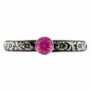 Handmade Paisley Floral Pink Topaz Engagement Ring, Sterling Silver