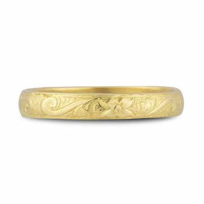 Paisley Floral Wedding Band in 18K Yellow Gold -  - HGO-WB22Y-18K