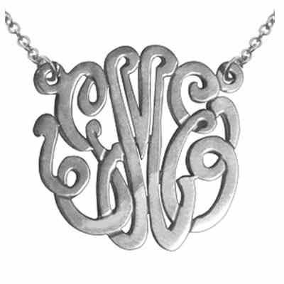 Handmade Custom Script Monogram Necklace in Sterling Silver, 1 Inch -  - JAPD-ZC90834L-A-SS