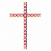 He First Loved Us Pink Sapphire Gold Cross Pendant