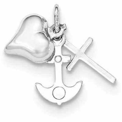 Heart, Anchor and Cross Charm in 14k White Gold -  - QGPD-K5162