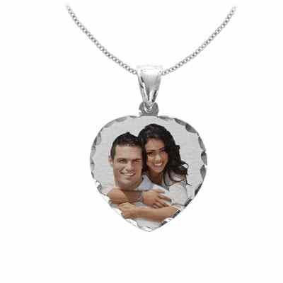 Heart Color Photo Pendant with Diamond Cut Edges in Sterling Silver -  - JAPD-C90923C-SS