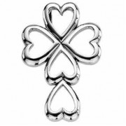 Heart Cross Pendant 14K White Gold