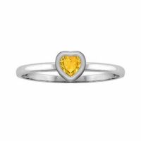 Rings : Sterling Silver Heart Garnet Bezel-Set Ring