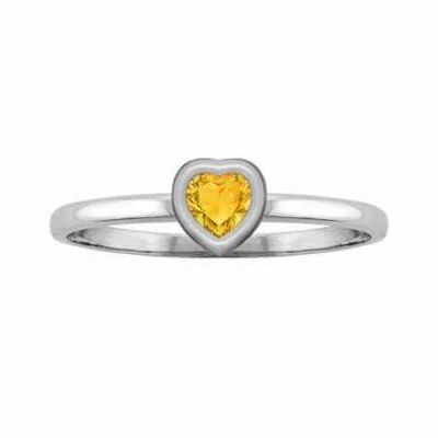 Heart-Cut Citrine Solitaire Ring, White Gold -  - MNDL-F762CTRW