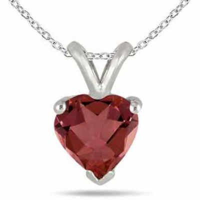 Heart-Cut Garnet Gemstone Necklace, 14k White Gold -  - GPH0060GT1