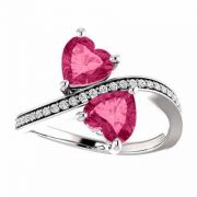Heart Cut Pink Topaz Two Stone Ring in Sterling Silver
