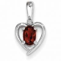 Heart Design Garnet and Diamond Pendant