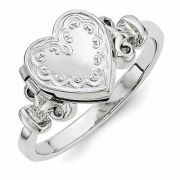 Heart Locket Ring, Sterling Silver