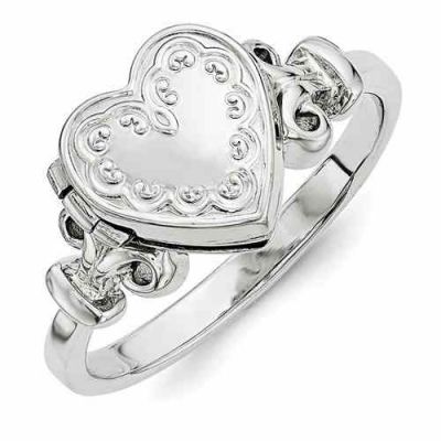 Heart Locket Ring, Sterling Silver -  - QGRG-QLS588R