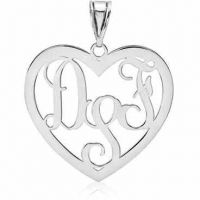 Heart Monogram Pendant, Sterling Silver