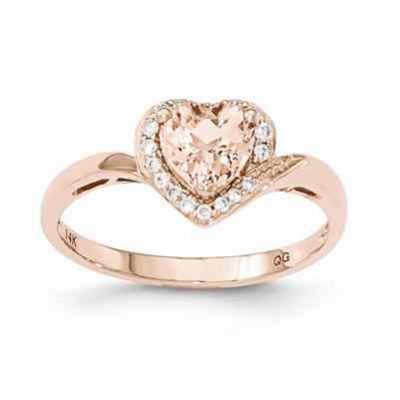 Heart Morganite & Diamond Ring in 14K Rose Gold -  - QGRG-Y13252MGAA