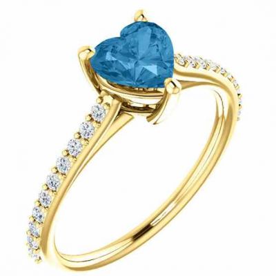 Heart of Gold Swiss-Blue Topaz Diamond Ring in 14K -  - STLRG-71609SWBT