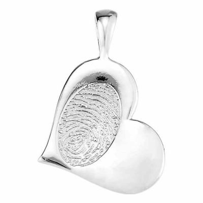 Heart Print Mother s Day Pendant in Silver -  - STLPD-85831SS