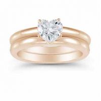 Heart Shaped 0.75 Carat Diamond Engagement Ring Set, Rose Gold