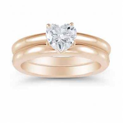 Heart Shaped 0.75 Carat Diamond Engagement Ring Set, Rose Gold -  - US-ENS1521-ABR