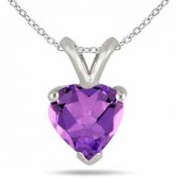 Heart-Shaped Amethyst Necklace Set in 14k White Gold