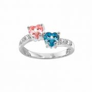 Heart Shaped CZ Birthstone Ring in Sterling Silver