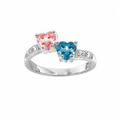 Heart Shaped CZ Birthstone Ring in Sterling Silver -  - JARG-MR91475-2-SS