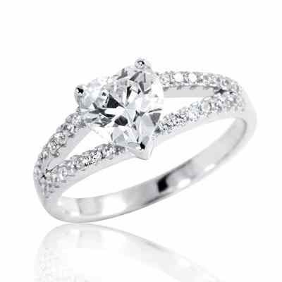 Heart-Shaped CZ Fashion Ring in Sterling Silver -  - PRJ-PRRS0244