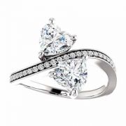 Heart Shaped Moissanite and Diamond Engagement Ring in 14K White Gold